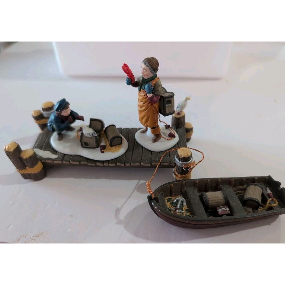 Dept 56 HERITAGE VILLAGE 1995 Lobster Trappers Set of 4 #56589 RETIRED‎ NICE!